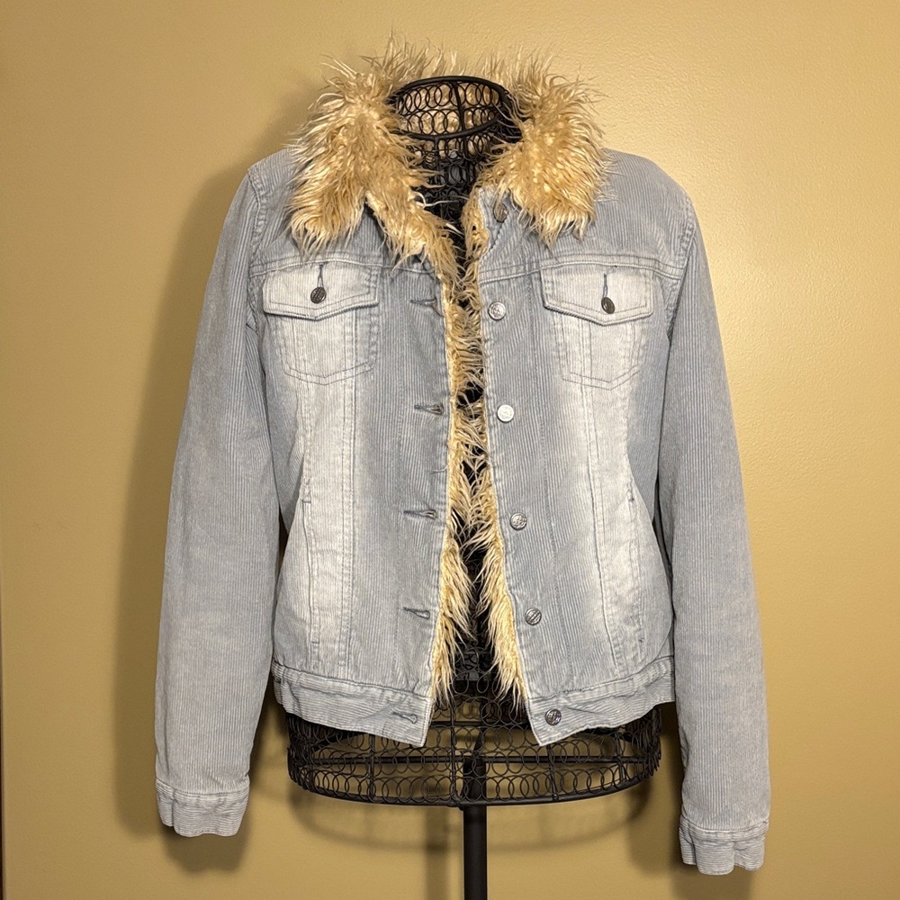 Global Mind Vintage Corduroy Jacket with Faux Fur Trim